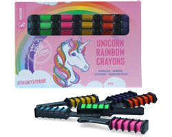 Lucky Horse Unicorn Regenboog Paarden krijt – Paardenkrijt manen - Haarkrijt – Regenboog Haarverf - 6 stuks