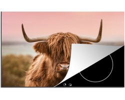 KitchenYeah® Inductie beschermer 80.2x52.2 cm - Koe - Schotse hooglander - Dier - Kookplaataccessoires - Afdekplaat voor kookplaat - Inductiebeschermer - Inductiemat - Inductieplaat mat