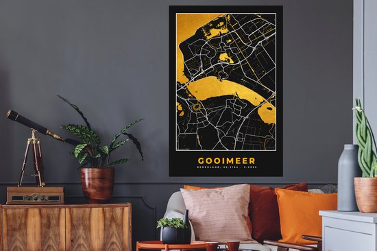 Stickers Stickers muraux - Carte - Carte - Plan de la ville - Pays- Nederland - Gooimeer - 80x120 cm - Feuille adhésive