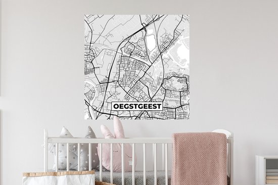 Stickers muraux - Film autocollant - Carte - Oegstgeest - Carte - Plan de la ville - 50x50 cm - Film adhésif - Stickers muraux Chambre d'enfant - Papier peint autocollant