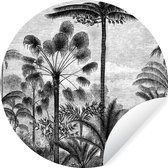 WallCircle - Muurstickers - Behangcirkel - Design - Bomen - Natuur - Planten - Botanisch - 80x80 cm - Muurcirkel - Zelfklevend - Ronde Behangsticker