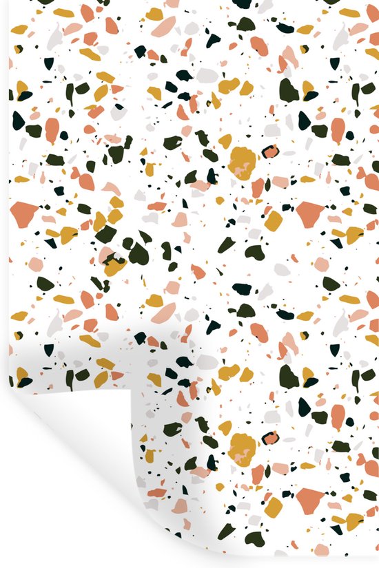 Muurstickers - Sticker Folie - Oranje - Roze - Terrazzo - 20x30 cm - Plakfolie - Muurstickers Kinderkamer - Zelfklevend Behang - Zelfklevend behangpapier - Stickerfolie