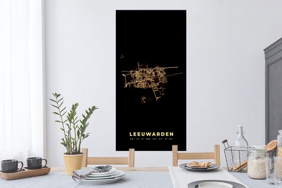 Stickers muraux - Leeuwarden - Carte - Plan de la ville - Plan d'étage - 60x120 cm - Feuille adhésive