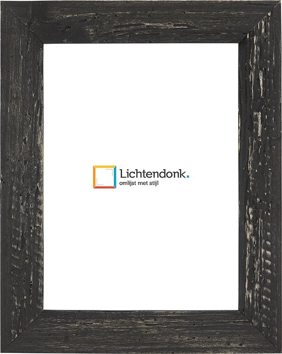 Cadre photo - Cadre photo Zwart Aged Wood - avec de vrais trous de vers à bois - Format photo 20x20 - ACRYLITE non réfléchissant - Art.nr. 1009970520203