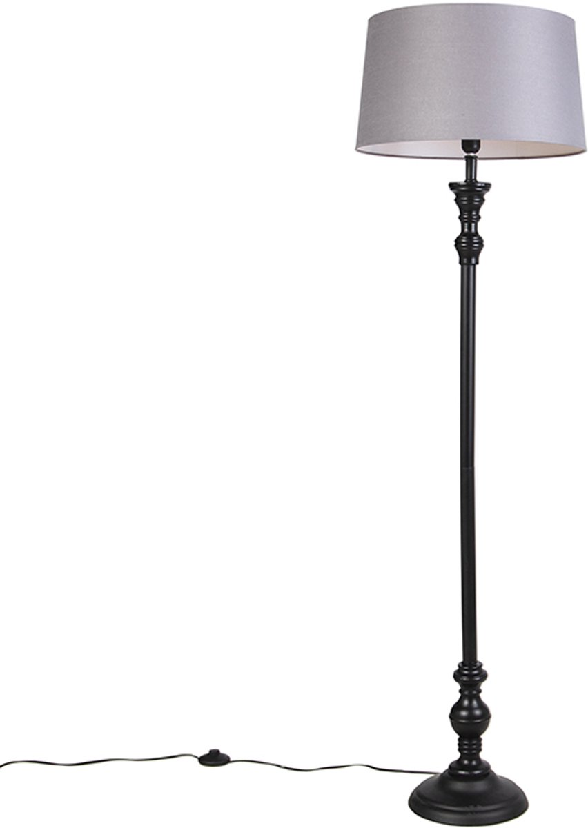 QAZQA classico - Vloerlamp met lampenkap - 1 lichts - H 1575 mm - Grijs