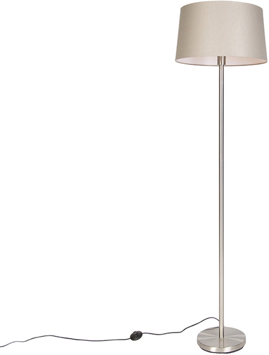 QAZQA simplo - Moderne Vloerlamp | Staande Lamp met kap - 1 lichts - H 1690 mm - Taupe - W