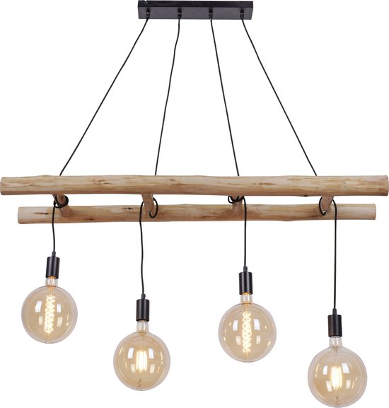 Paul Neuhaus scala - Landelijke Hanglamp eettafel voor boven de eettafel | in eetkamer - 4 lichts - L 120 cm - Bruin - Woonkamer | Slaapkamer | Keuken