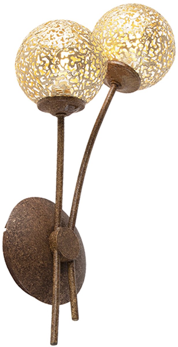 Paul Neuhaus kreta - Landelijke Wandlamp voor binnen - 2 lichts - D 130 mm - Roestbruin - Woonkamer | Slaapkamer | Keuken