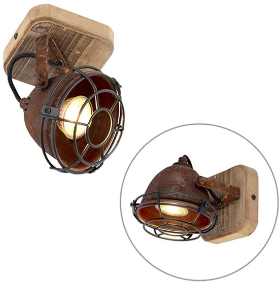 QAZQA gina - Industriele Plafondspot | Spotje | Opbouwspot - 1 lichts - H 180 mm - Roestbruin - Industrieel - Woonkamer | Slaapkamer | Keuken