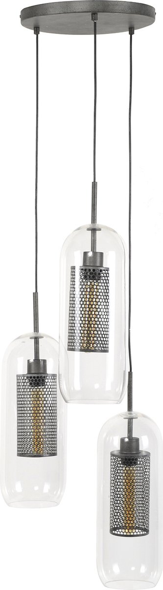 Mesh - Hanglamp - mondgeblazen glas - metaal - getrapt - 3 lichtpunten
