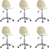 vidaXL Eetkamerstoelen draaibaar 6 st stof crèmekleurig