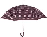 paraplu stippen dames 112 cm microfiber bordeaux/roze