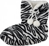 sloffen zebra meisjes elastomeer/textiel zwart/wit mt 28-30