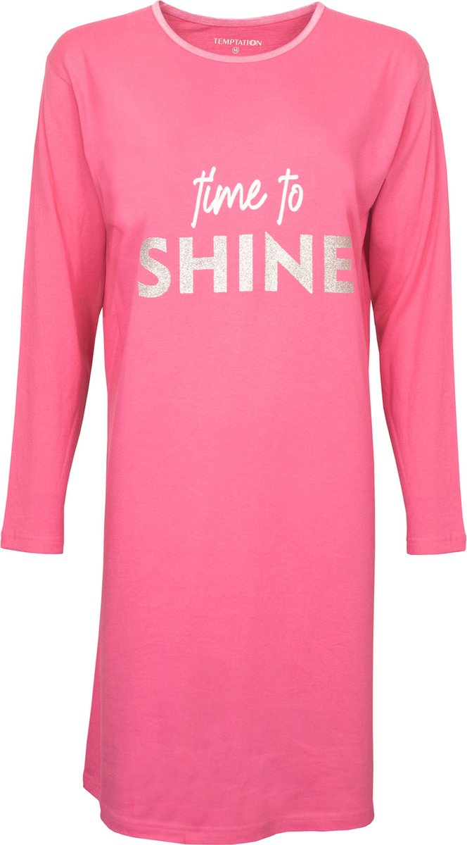 Temptation Dames Bigshirt - Time To Shine Print - Roze