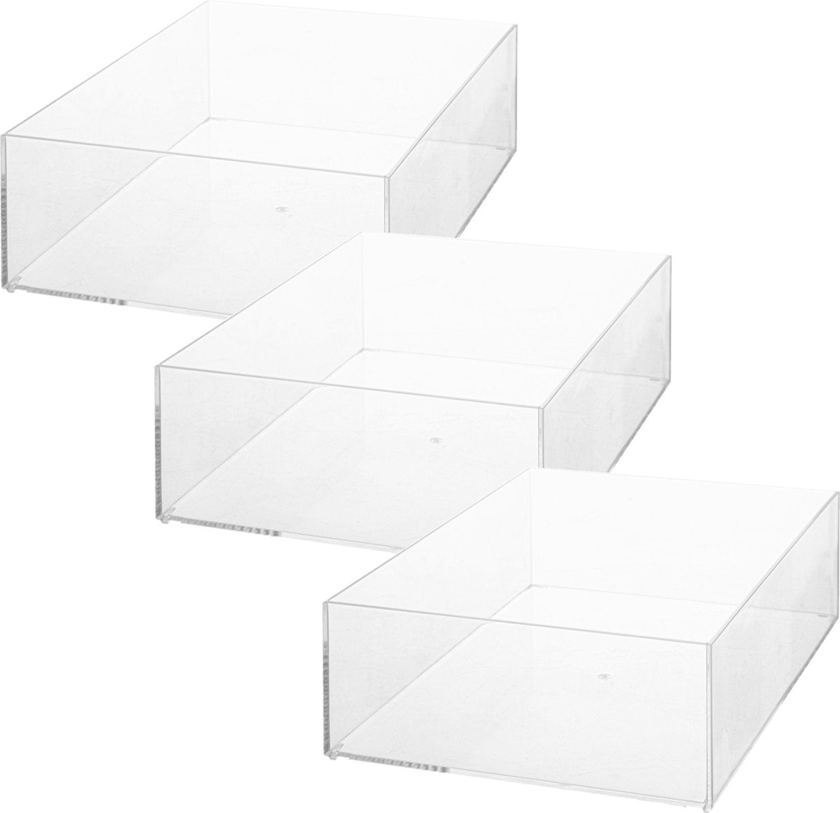 Goedkoopste Set van 3x stuks sieraden/make-up houder/box 25,5 x 8,5 cm van kunststof - Nagellak box - Sieraden box - Make-up box - Organizer