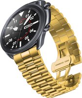 Strap-it bandje staal Presidential goud + toolkit - geschikt voor Samsung Galaxy Watch 3 45mm / Galaxy Watch 1 46mm / Gear S3