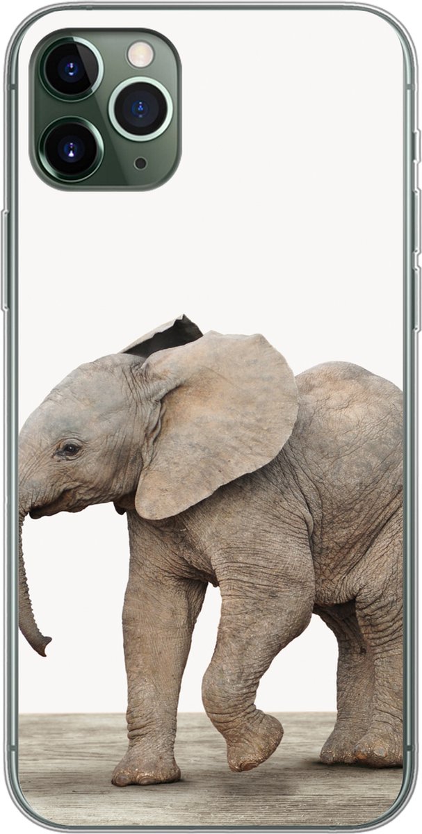 Telefoonhoesje Geschikt voor iPhone 11 Pro Max hoesje - Baby olifant - Dieren - Olifant - Kinderen - Meiden - Jongens - Siliconen Telefoonhoesje Telefoonhoesje