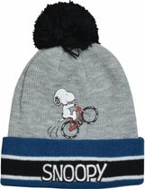 muts Snoopy junior acryl/polyester grijs/blauw one-size