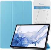 Case2go - Tablet hoes & Screenprotector geschikt voor Samsung Galaxy Tab S8 - 11 Inch - Auto Wake/Sleep functie - Licht Blauw