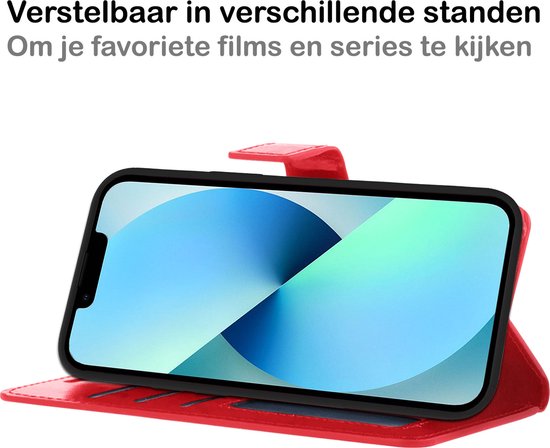 iPhone 13 Pro Case Book Case Cover Wallet Cover avec protecteur d'écran - iPhone 13 Pro Case Case Wallet Case - Rouge