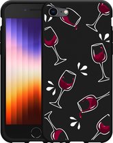 iPhone SE 2022 Hoesje Zwart Wine not? - Designed by Cazy