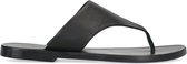 Sacha - Dames - Zwarte leren teenslippers - Maat 39