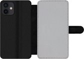Bookcase Geschikt voor iPhone 12 Mini telefoonhoesje - Metaal print - Grijs - Met vakjes - Wallet case met magneetsluiting