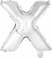 folieballon letter X 34 cm zilver
