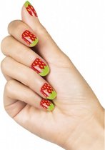 set Aardbei nagels 24-delig rood/groen