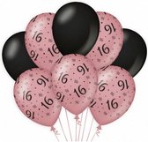 ballonnen sweet 16 meisjes latex roze/zwart