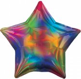 folieballon Holografische ster 45 cm regenboog