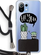 Case Company® - Xiaomi Mi 11 Lite hoesje met Koord - Hey you cactus - Telefoonhoesje met Zwart Koord - Bescherming aan alle Kanten en Over de Schermrand