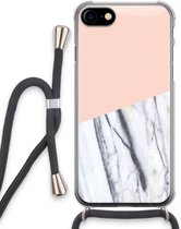 Case Company® - iPhone SE 2020 hoesje met Koord - A touch of peach - Telefoonhoesje met Zwart Koord - Extra Bescherming aan alle Kanten en Over de Schermrand