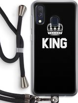 Case Company® - Samsung Galaxy A40 hoesje met Koord - King zwart - Telefoonhoesje met Zwart Koord - Bescherming aan alle Kanten en Over de Schermrand