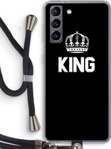 Case Company® - Samsung Galaxy S21 hoesje met Koord - King zwart - Telefoonhoesje met Zwart Koord - Bescherming aan alle Kanten en Over de Schermrand