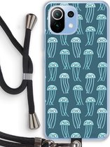 Case Company® - Xiaomi Mi 11 Lite hoesje met Koord - Kwallie - Telefoonhoesje met Zwart Koord - Bescherming aan alle Kanten en Over de Schermrand