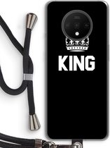 Case Company® - OnePlus 7T hoesje met Koord - King zwart - Telefoonhoesje met Zwart Koord - Bescherming aan alle Kanten en Over de Schermrand