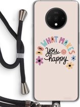 Case Company® - OnePlus 7T hoesje met Koord - Happy days - Telefoonhoesje met Zwart Koord - Bescherming aan alle Kanten en Over de Schermrand