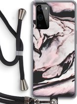 Case Company® - OnePlus 9 Pro hoesje met Koord - Roze stroom - Telefoonhoesje met Zwart Koord - Bescherming aan alle Kanten en Over de Schermrand