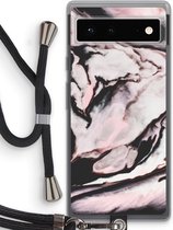 Case Company® - Google Pixel 6 hoesje met Koord - Roze stroom - Telefoonhoesje met Zwart Koord - Bescherming aan alle Kanten en Over de Schermrand