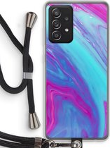 Case Company® - Samsung Galaxy A52 hoesje met Koord - Zweverige regenboog - Telefoonhoesje met Zwart Koord - Bescherming aan alle Kanten en Over de Schermrand