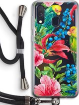 Case Company® - Samsung Galaxy A40 hoesje met Koord - Papegaaien - Telefoonhoesje met Zwart Koord - Bescherming aan alle Kanten en Over de Schermrand