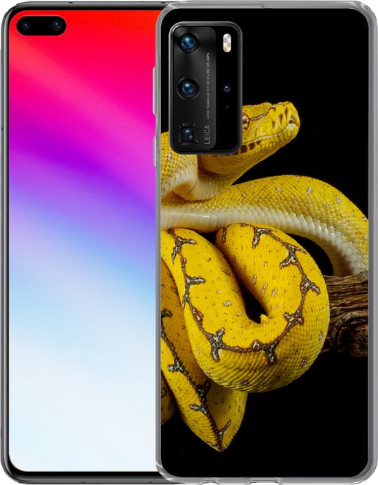 Coque Huawei P40 Pro - Serpent - Branche - Jaune - Coque de téléphone en Siliconen