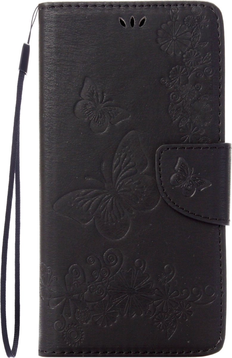 Mobigear Telefoonhoesje geschikt voor Apple iPhone SE (2020) Hoesje | Mobigear Butterfly Bookcase Portemonnee | Pasjeshouder voor 2 Pasjes | Telefoonhoesje voor Pinpas / OV Kaart / Rijbewijs - Zwart