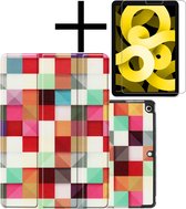 iPad Air 2022 Hoesje Plus Screenprotector Book Case Cover Plus Screen Protector - Blocks