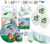 feestset Knight junior papier wit/groen/blauw 64-delig