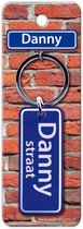 sleutelhanger straatnaam Danny 9 cm staal blauw