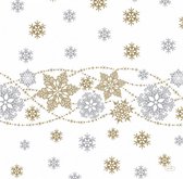 servetten Snow Glitter 3-laags 40 cm papier wit/goud