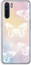 Case Company® - Oppo A91 hoesje - White butterfly - Soft Cover Telefoonhoesje - Bescherming aan alle Kanten en Schermrand