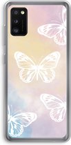 Case Company® - Samsung Galaxy A41 hoesje - White butterfly - Soft Cover Telefoonhoesje - Bescherming aan alle Kanten en Schermrand